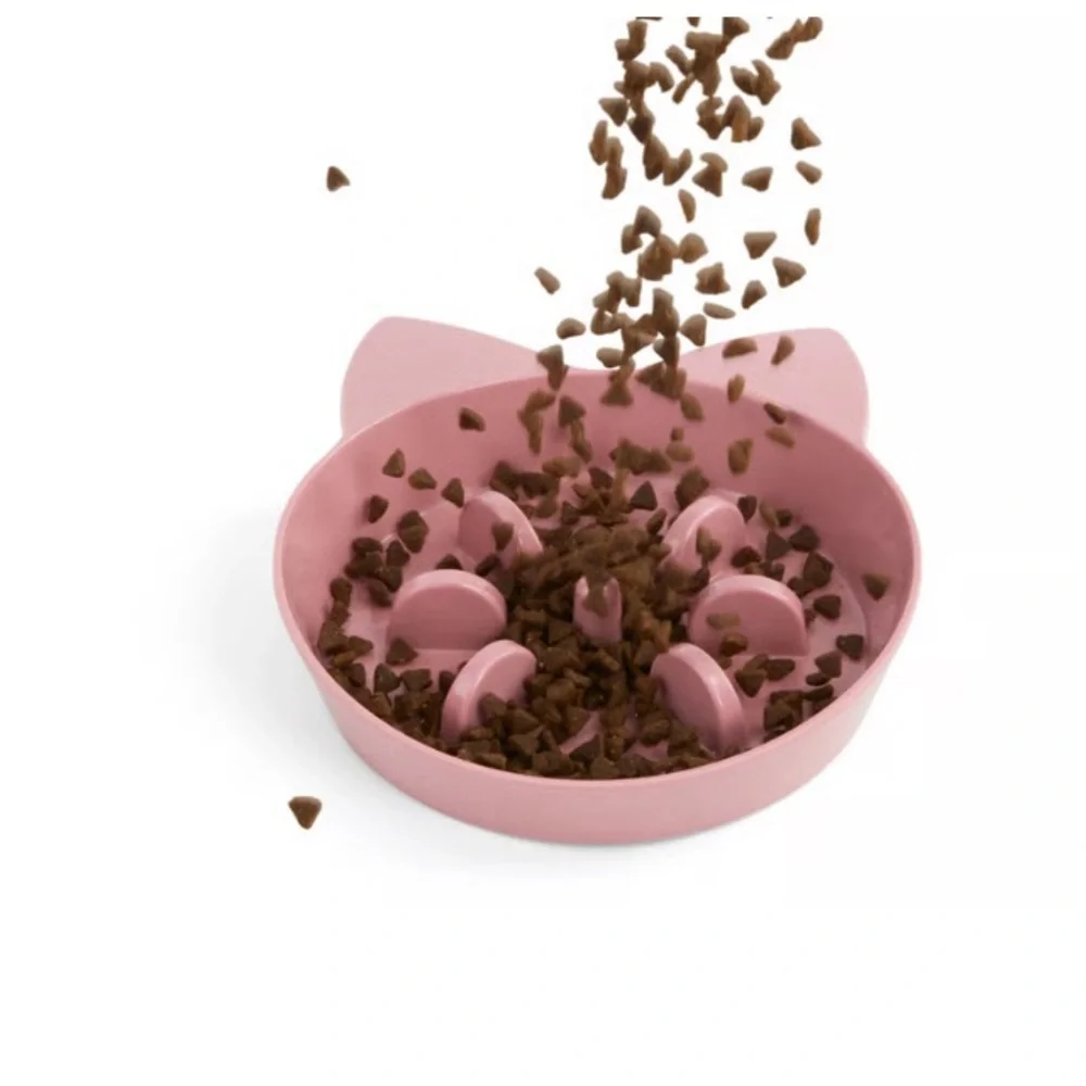 EveryYay Cat Head Slow Feeder 1.6 Cups Mauve Cat Bowl